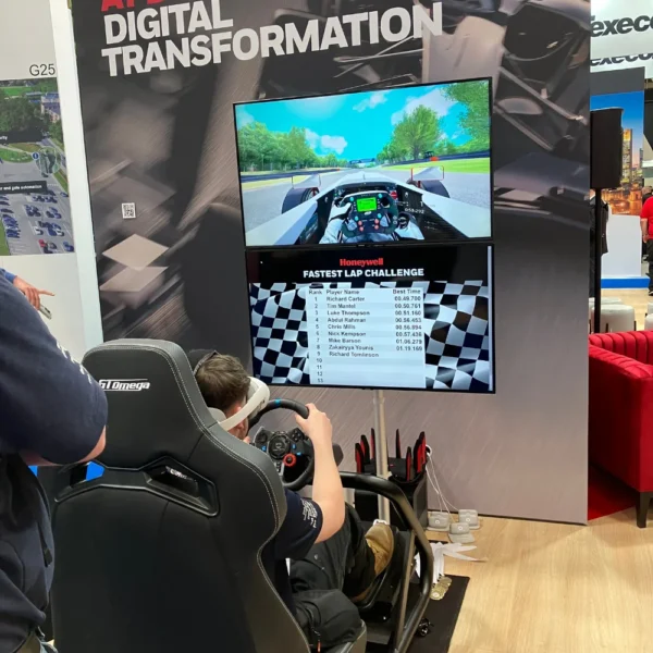 A man in a VR racing car