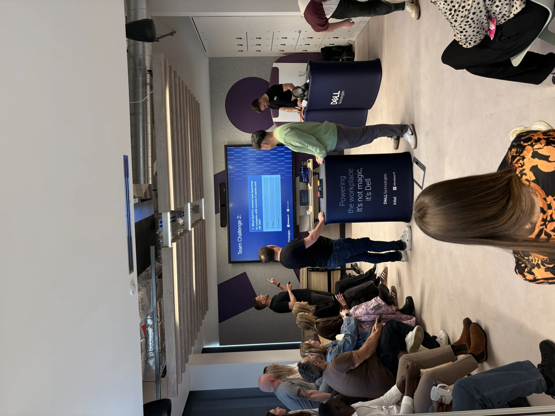 Participants taking part in an interactive Fuzzy Brick training challenge