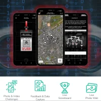 App features such as data capture & live scoreboard.