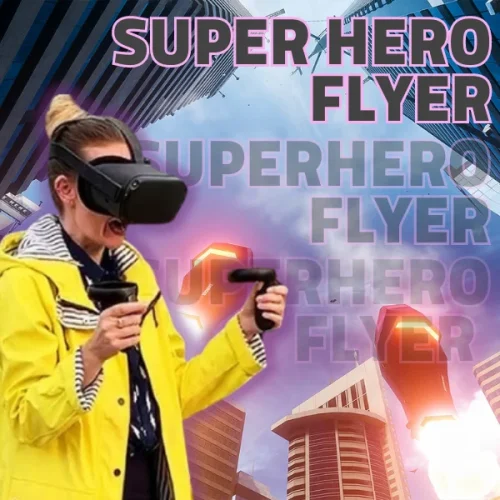 a woman wearing a yellow raincoat and holding a virtual reality device