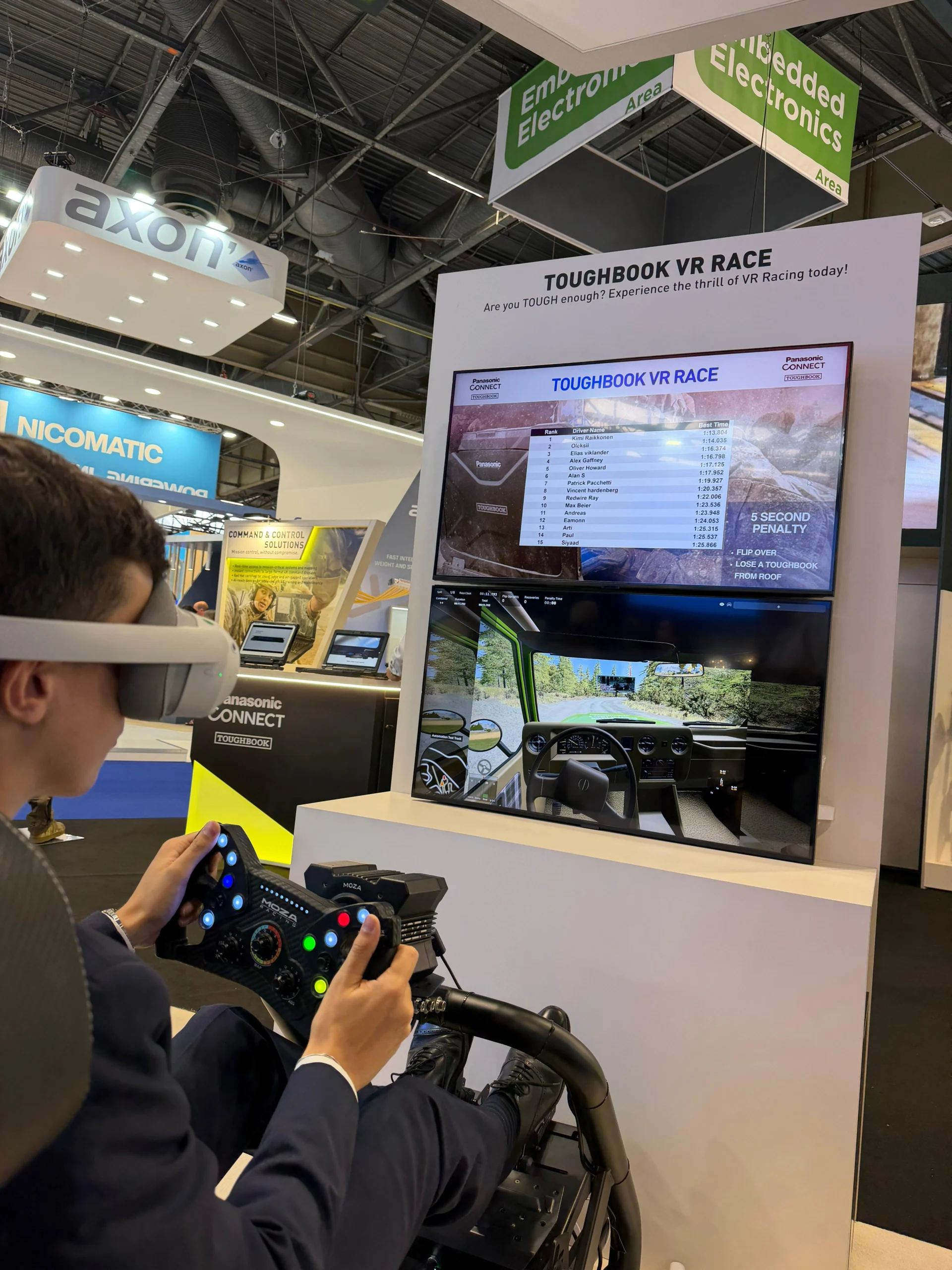 Panasonic Toughbook VR driving simulator brand activation in use